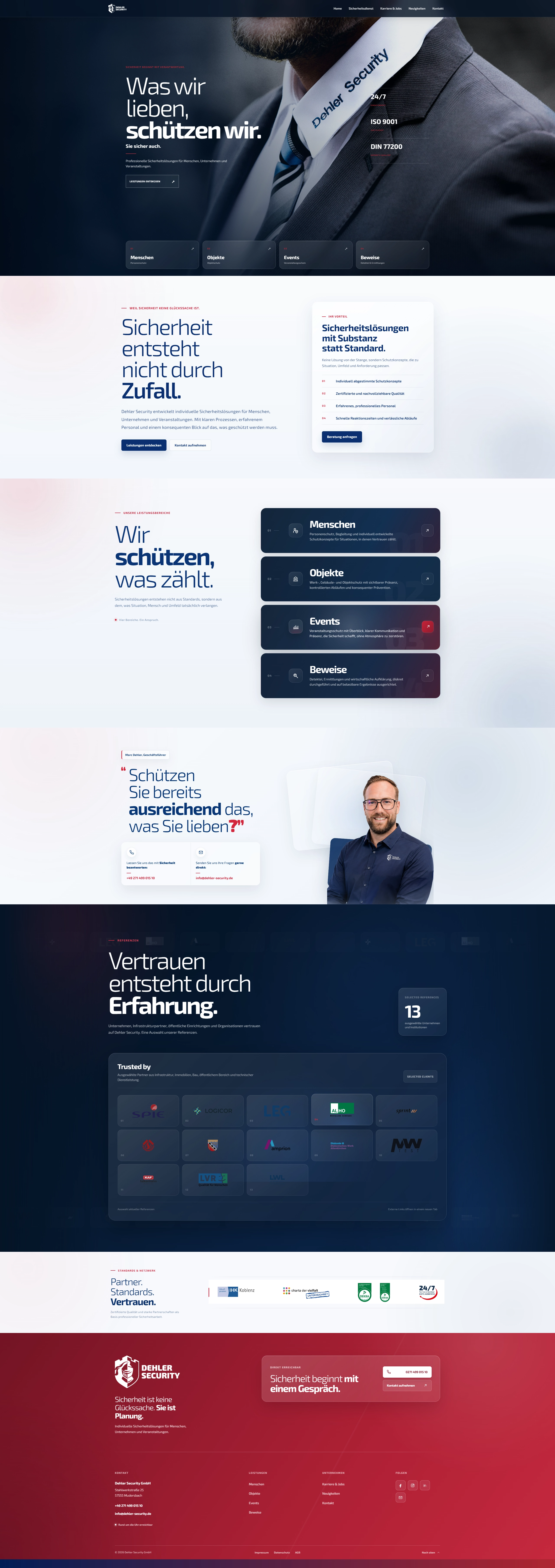 Vollständiger Screenshot der Website von Dehler Security