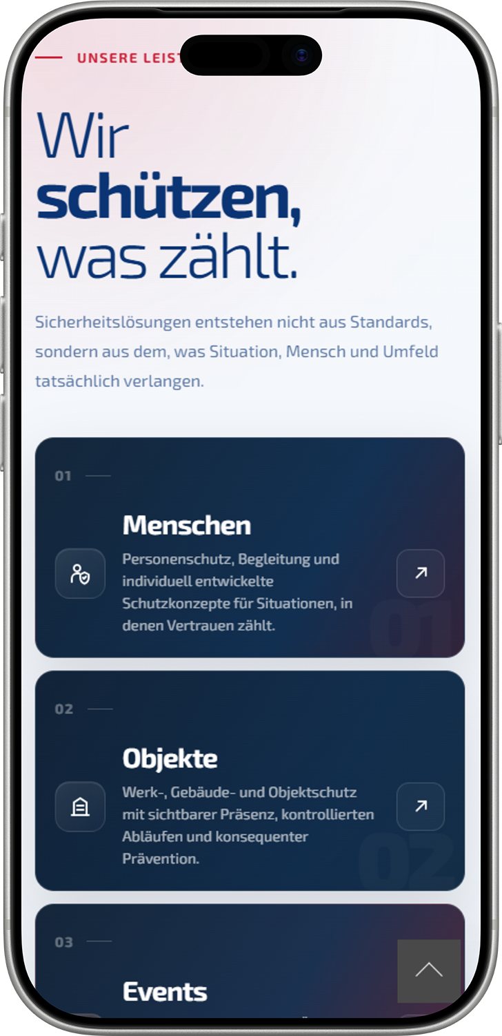 Mobile Website von Dehler Security